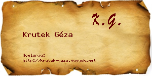 Krutek Géza névjegykártya